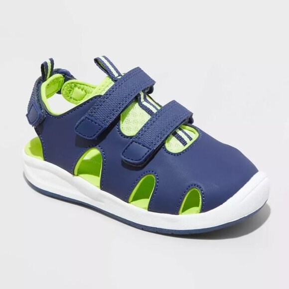 Cat & Jack Hank Toddler Boys Blue Sandals Closed Toe Hook Loop Top Ankle Size 5 - Picture 1 of 4